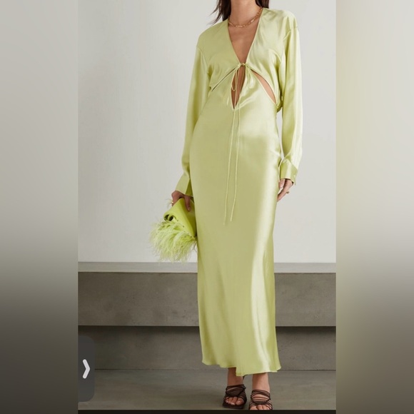 Christopher Esber Lime Green Cutout Wedding Dress - benaras.co